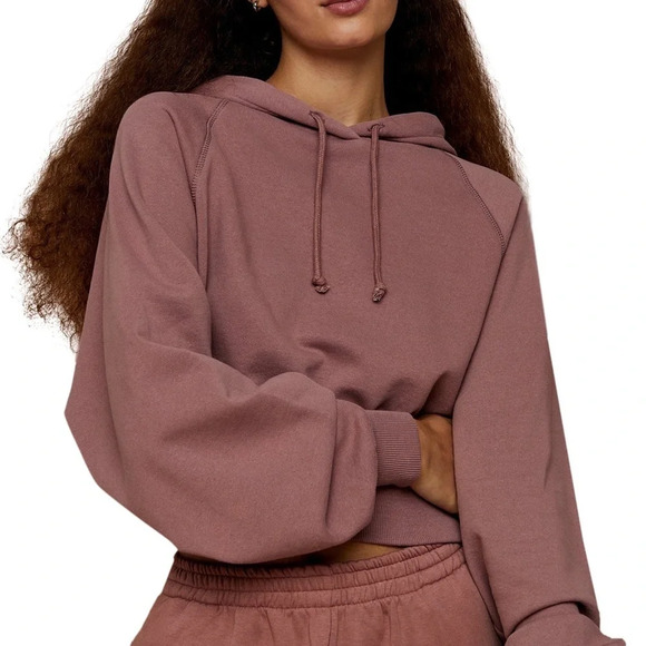 Topshop Crop Hoodie in Rose, Size 8-10 US, NWT - Picture 2 of 11